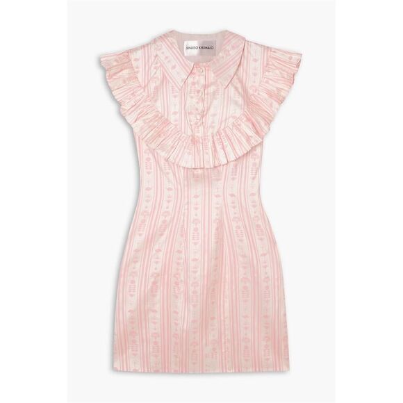 Sindiso Khumalo NWT Pink Ruffled Silk Mini Dress Size UK 10/US 6 - Picture 1 of 12